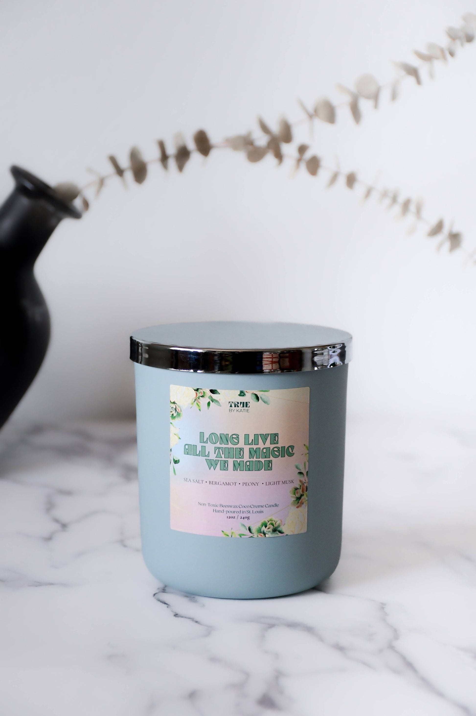 Sea Salt Peony Candle - Coastal Spa Beeswax 8-12oz – Matte Cloud 12oz non toxic candle