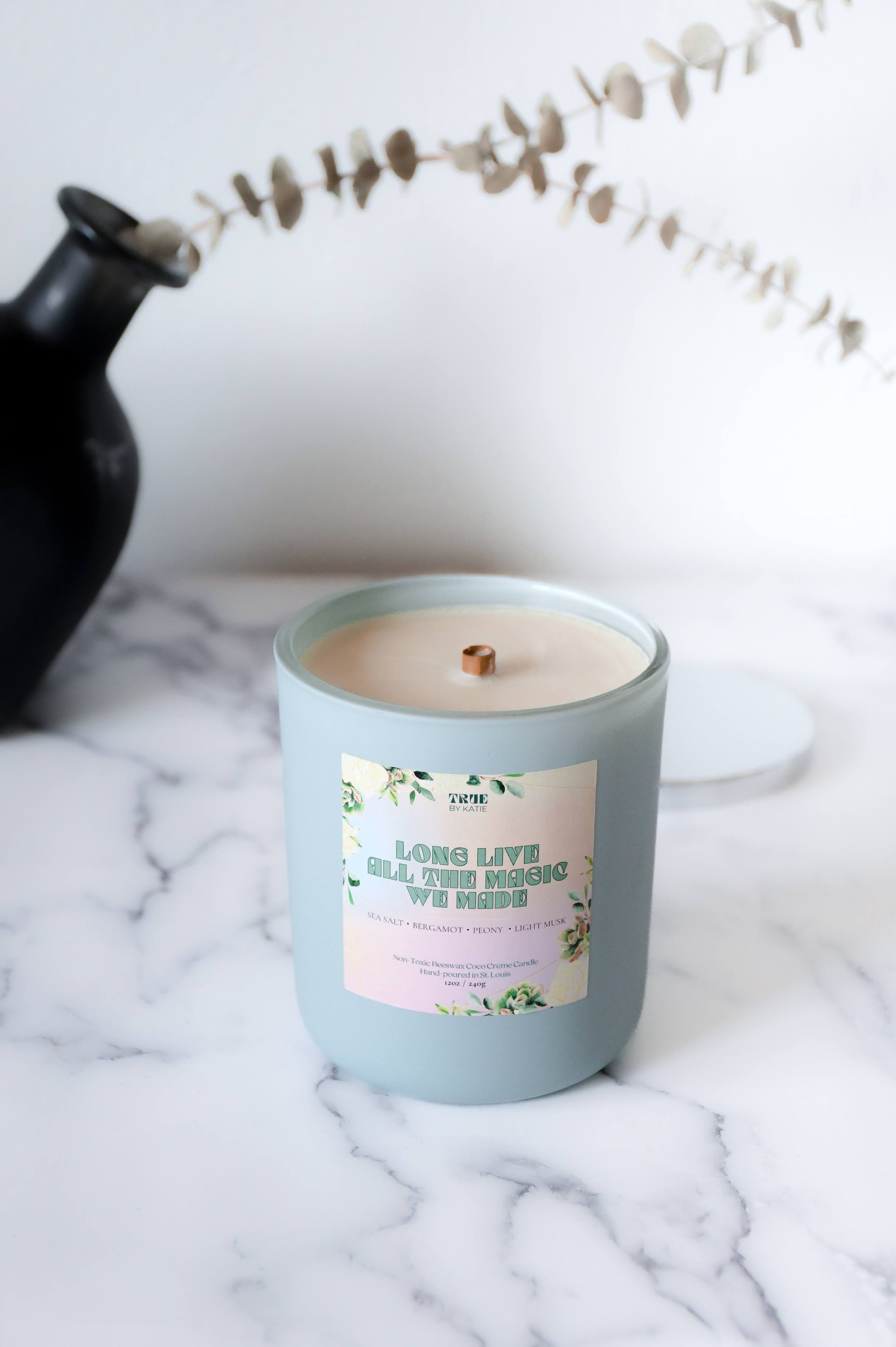 Sea Salt Peony Candle - Coastal Spa Beeswax 8-12oz – non toxic candle