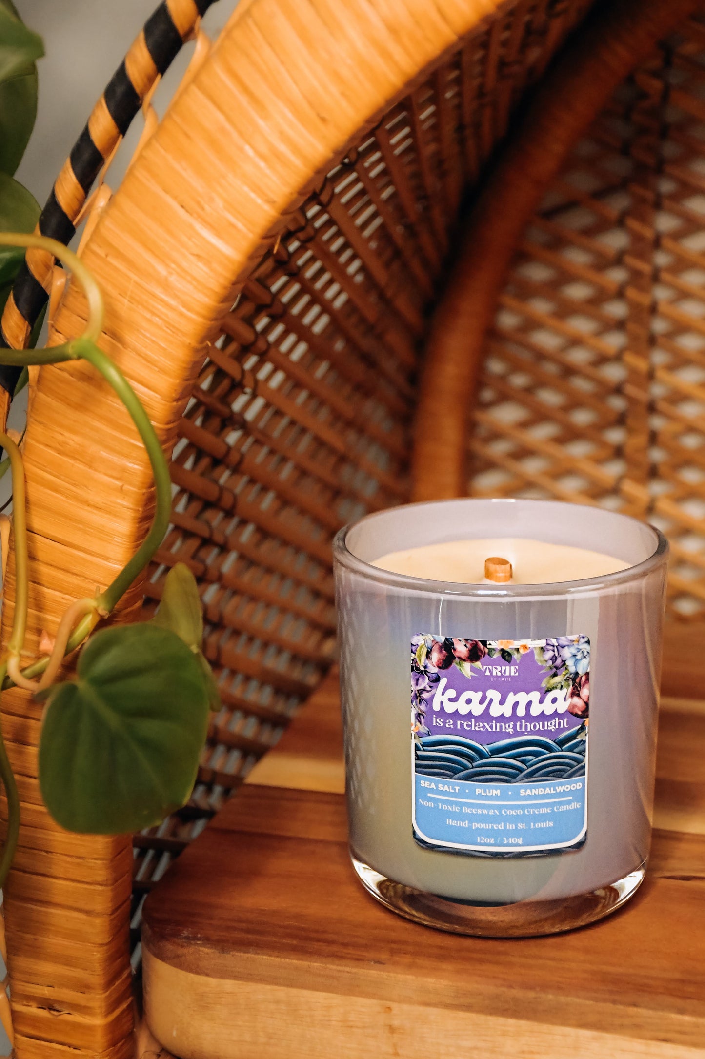 Karma Beeswax Candle 12oz - Eucalyptus Sea Salt – non toxic candle