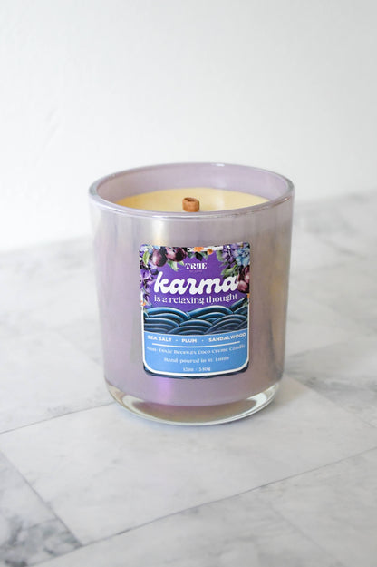 Karma Beeswax Candle 12oz - Eucalyptus Sea Salt – Iridescent Purple non toxic candle
