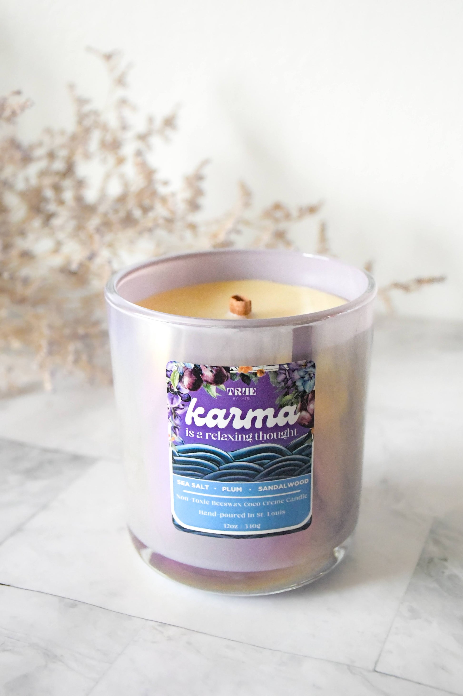 Karma Beeswax Candle 12oz - Eucalyptus Sea Salt – non toxic candle