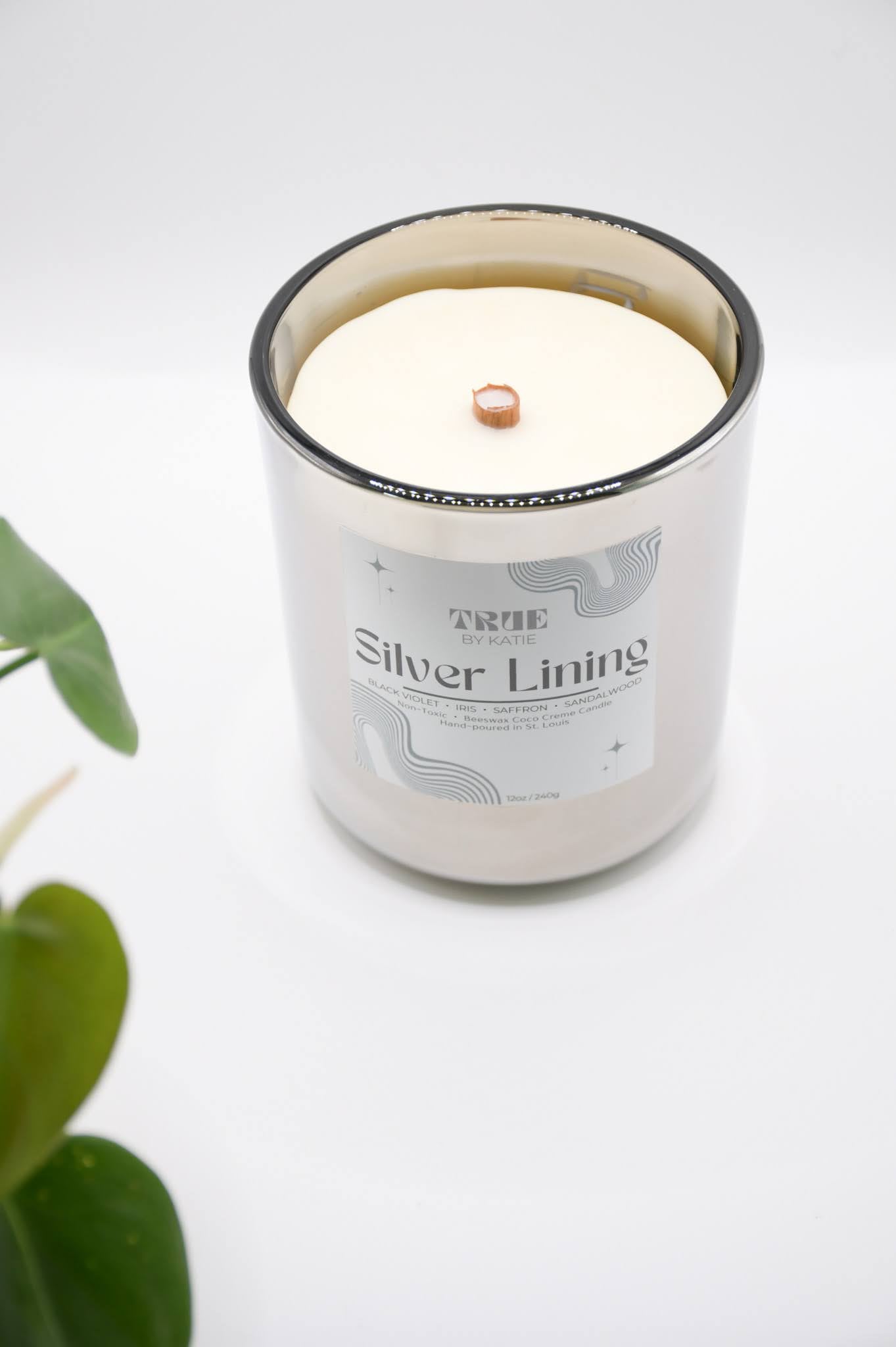 Silver Lining Beeswax Candle 12oz - Refillable – non toxic candle