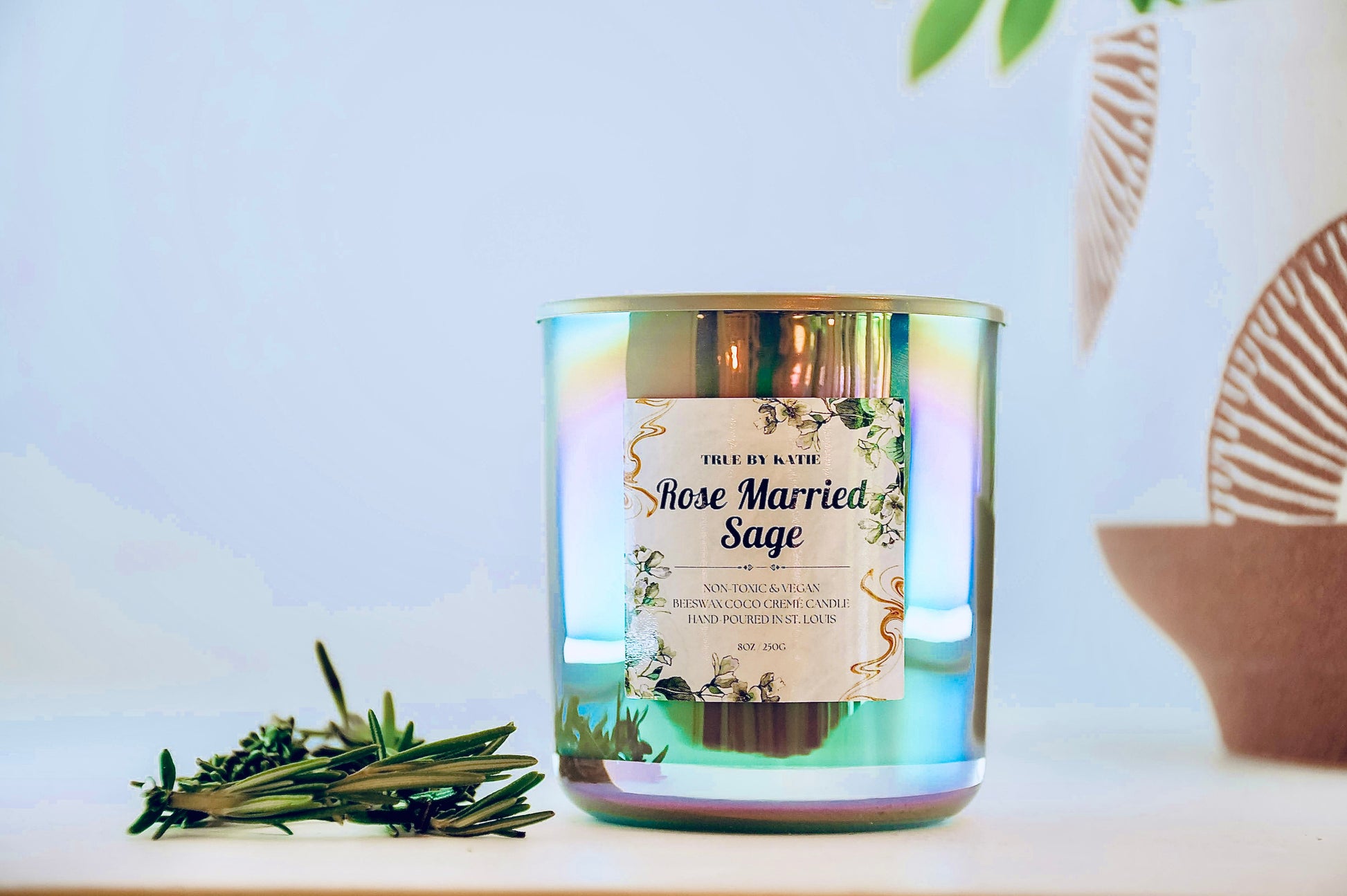 Rosemary Sage Beeswax Candle | Wood Wick – non toxic candle
