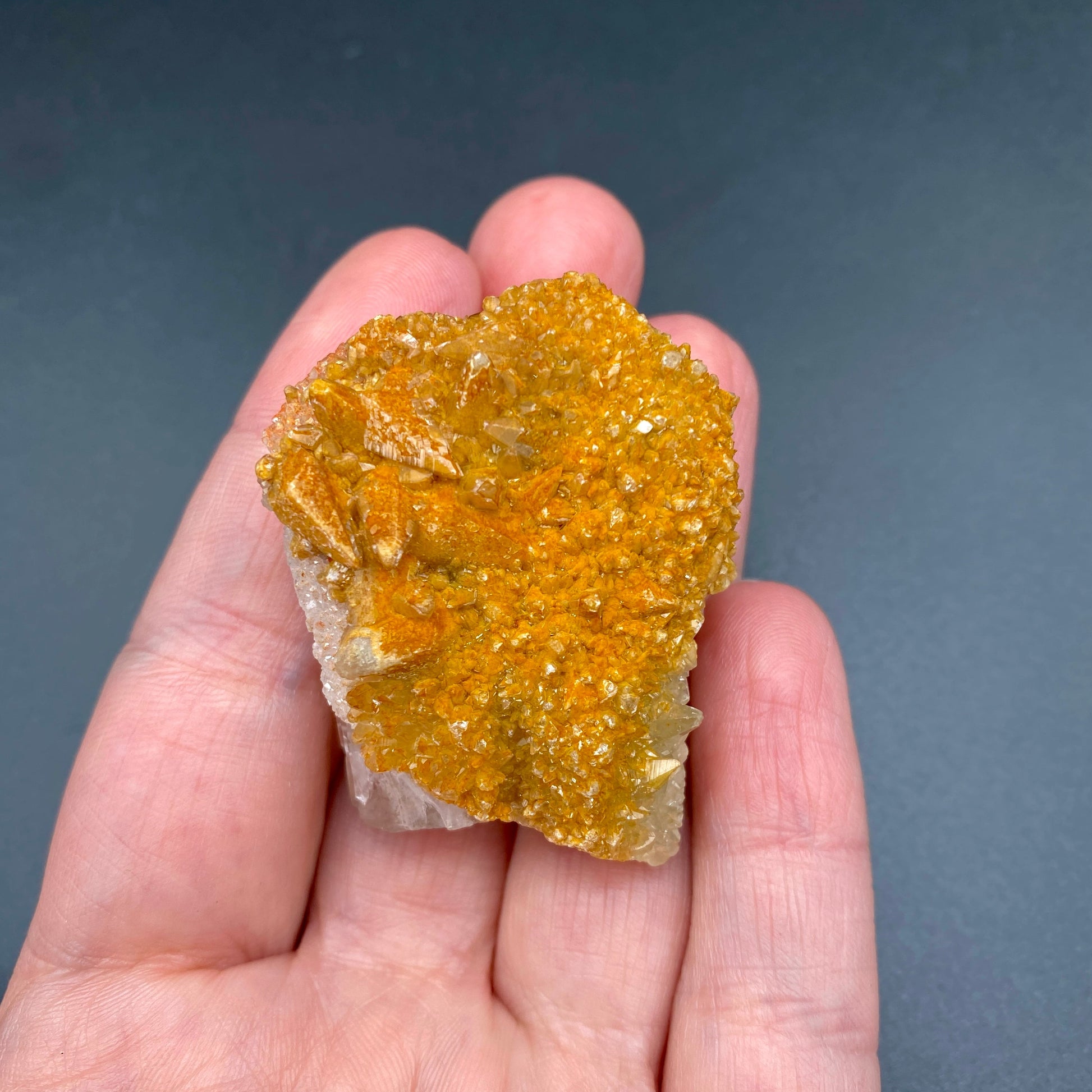 39.46 g. Danburite with Quartz Druzy and Golden Calcite – Danburite