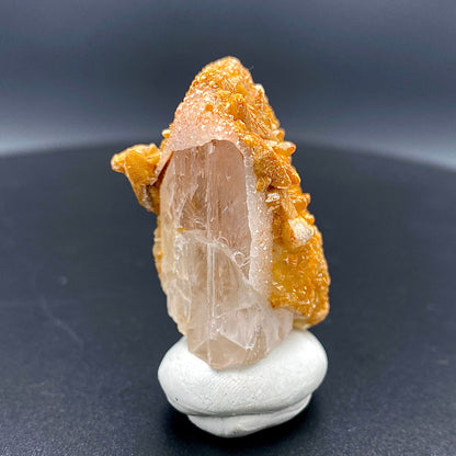 39.46 g. Danburite with Quartz Druzy and Golden Calcite – Danburite