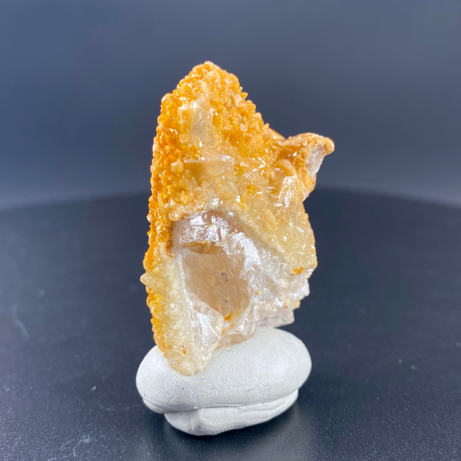 39.46 g. Danburite with Quartz Druzy and Golden Calcite – Danburite