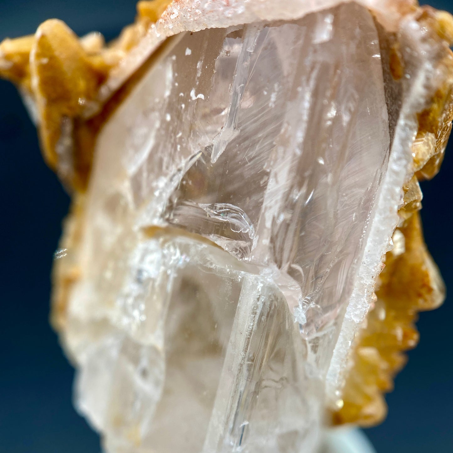 39.46 g. Danburite with Quartz Druzy and Golden Calcite – Danburite