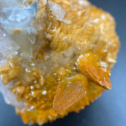 80.80 g. Danburite with Quartz Druzy and Golden Calcite – Danburite