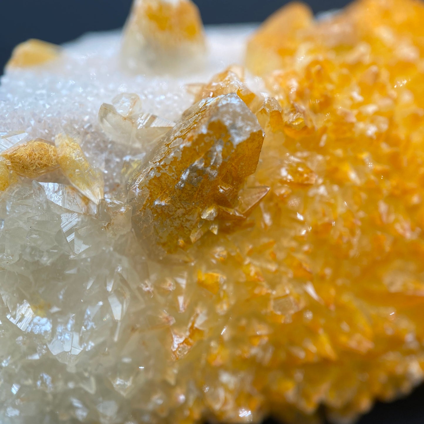 80.80 g. Danburite with Quartz Druzy and Golden Calcite – Danburite
