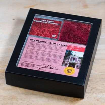 Walt Disney’s Disneyland Apartment Carpet | Cranberry Room, 2 × 2 in – Specimens > Relics & Artifacts > Pop Culture