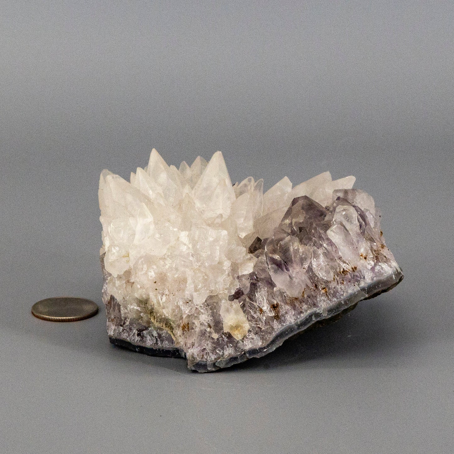 Dogtooth Calcite "Flower" on Amethyst Cluster - RARE! – Clusters