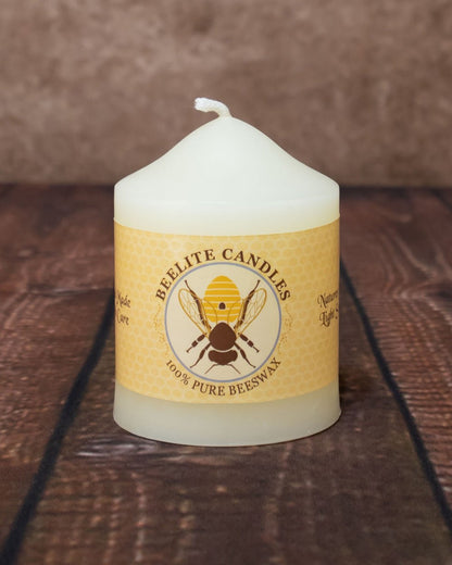 Dome Top Pillars 2½ inch diameter 100% Pure Beeswax – 3 inch Natural Ivory Geometric