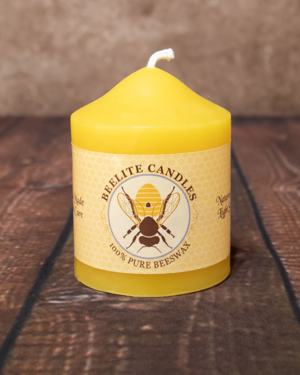 Dome Top Pillars 2½ inch diameter 100% Pure Beeswax – 3 inch Natural Yellow Geometric