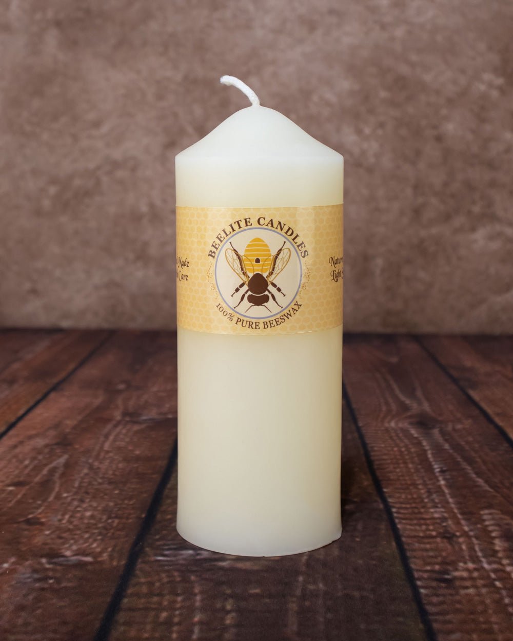 Dome Top Pillars 2½ inch diameter 100% Pure Beeswax – 6inch Natural Ivory Geometric