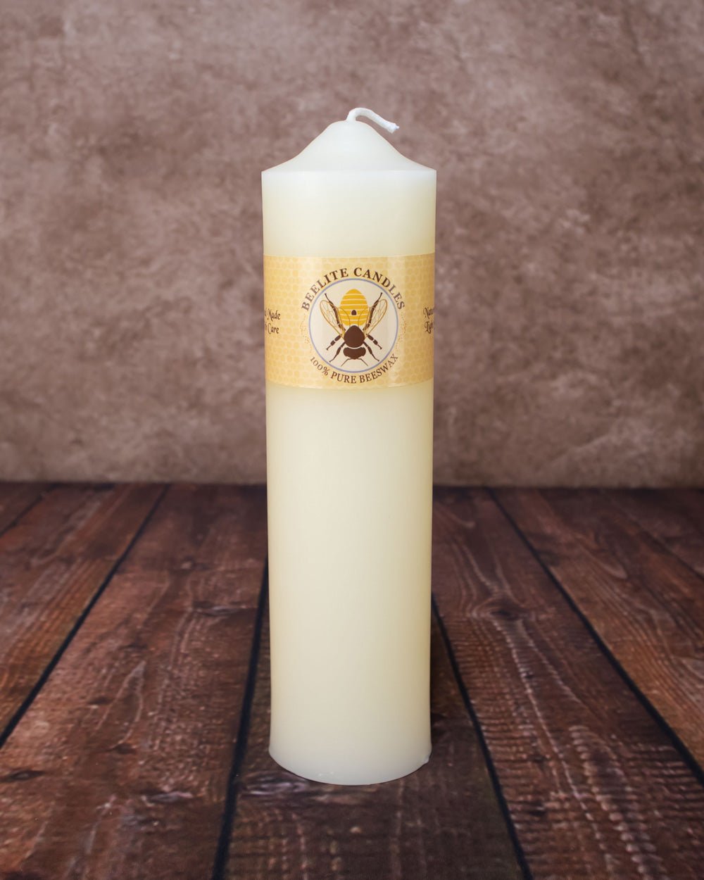 Dome Top Pillars 2½ inch diameter 100% Pure Beeswax – 9 inch Natural Ivory Geometric