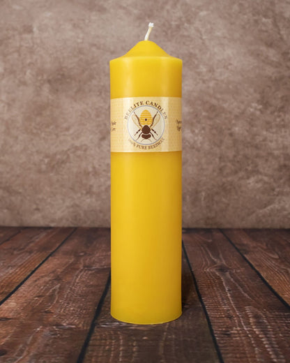 Dome Top Pillars 2½ inch diameter 100% Pure Beeswax – 9 inch Natural Yellow Geometric