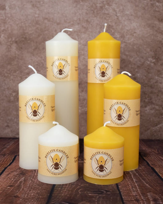 Dome Top Pillars 2½ inch diameter 100% Pure Beeswax – Geometric