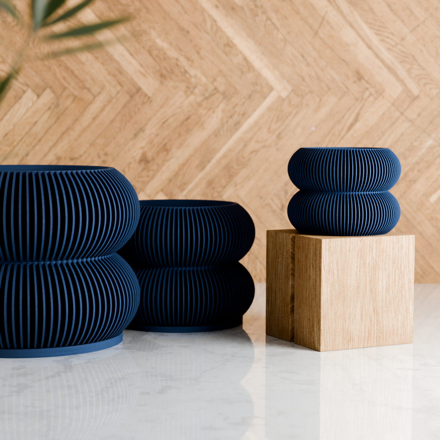 Double BUBBLES Planter – Navy Blue Planter