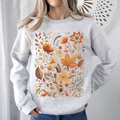 Dried Pressed Leaves And Floral Design - Sweatshirt