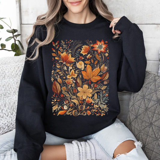 Dried Pressed Leaves And Floral Design - Sweatshirt