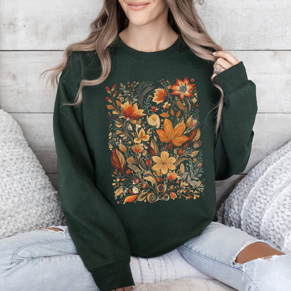 Dried Pressed Leaves And Floral Design - Sweatshirt