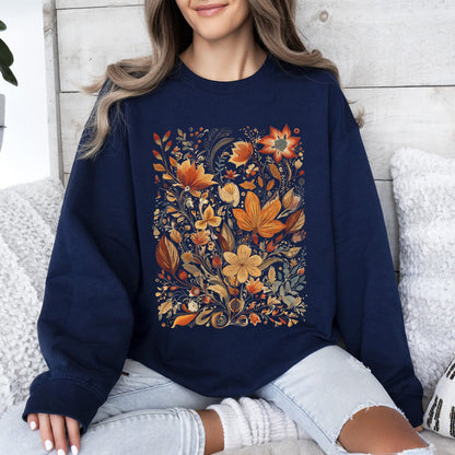 Dried Pressed Leaves And Floral Design - Sweatshirt