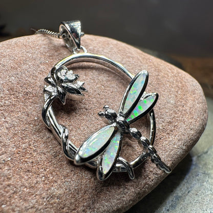 Waterfall Dragonfly and Lotus Flower Necklace