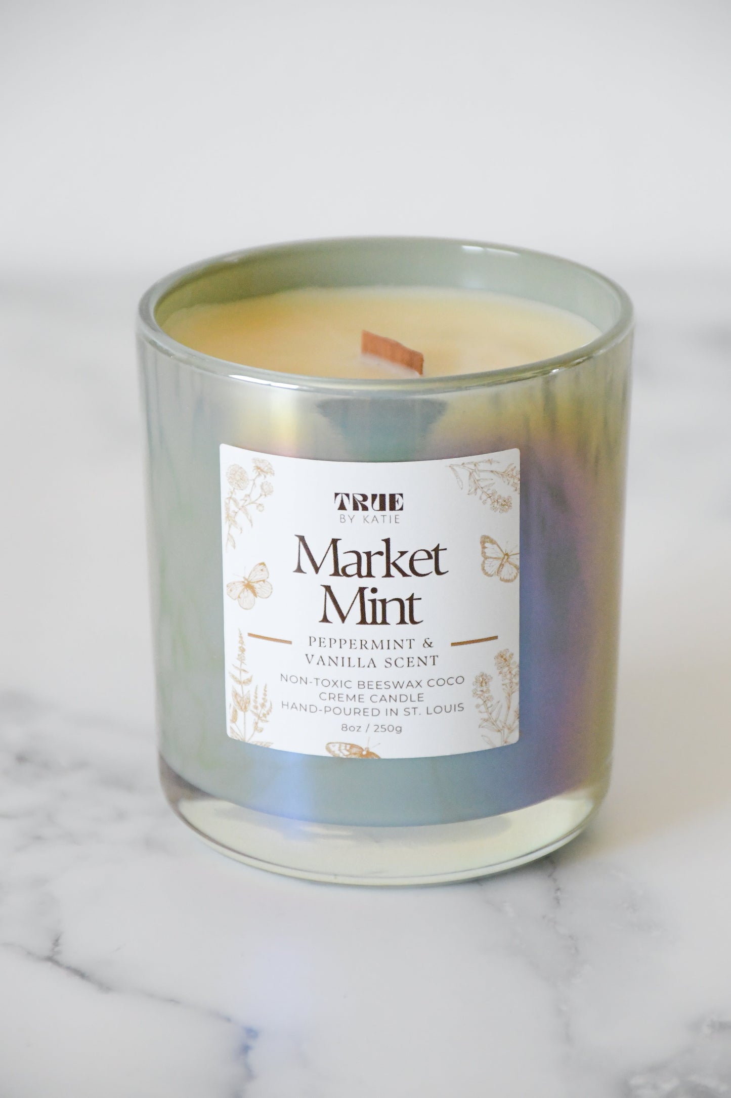 Peppermint Eucalyptus Candle - 8oz Beeswax Mint – non toxic candle