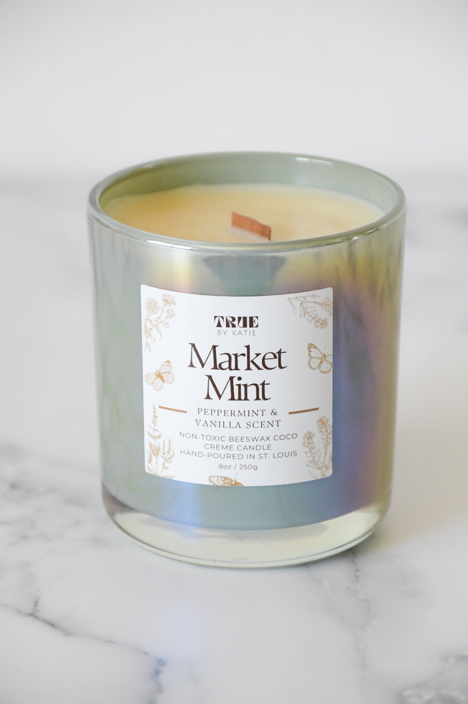 Peppermint Eucalyptus Candle - 8oz Beeswax Mint – non toxic candle