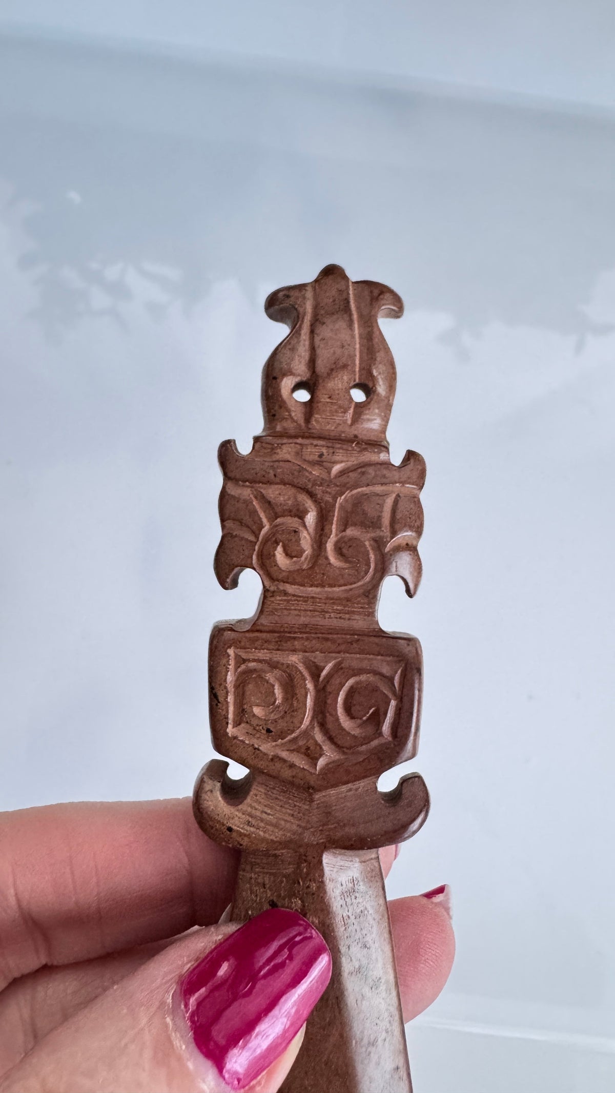 Hand-Carved Jade Tiger Athame – 6" Ritual Knife for Strength