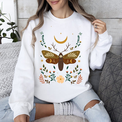 Enchanted Moth Garden - Sweatshirt – White Sweatshirt