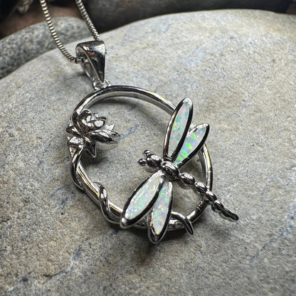 Waterfall Dragonfly and Lotus Flower Necklace