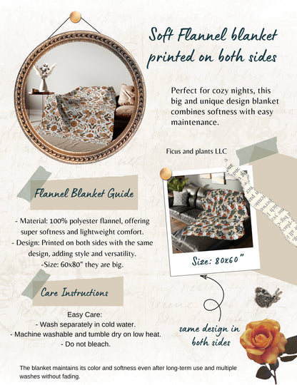 Fern Soft Blanket – Green Leaves Design – 80x60" – Limited Quantity**