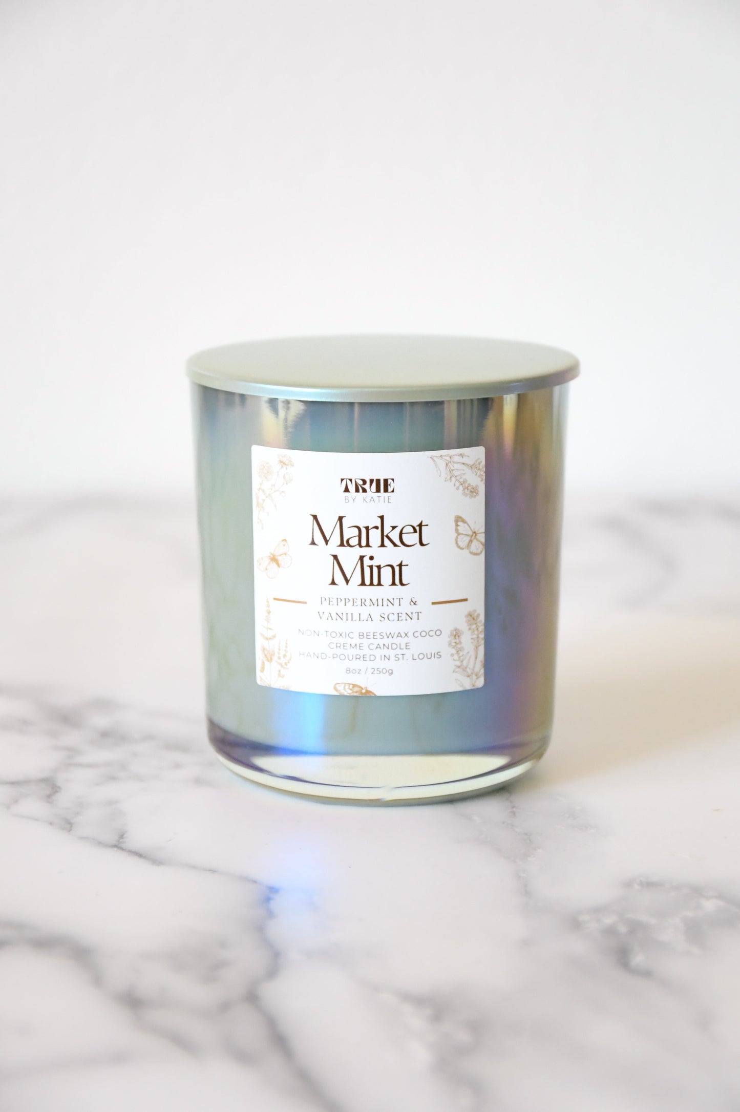 Peppermint Eucalyptus Candle - 8oz Beeswax Mint – non toxic candle