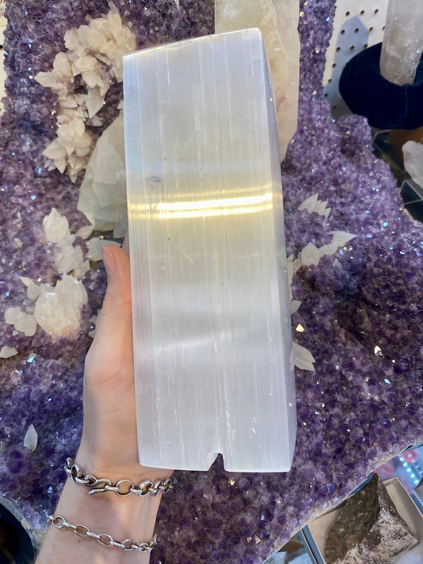 Selenite Lamp 8” Rectangle | Satin Spar Cleansing Crystal