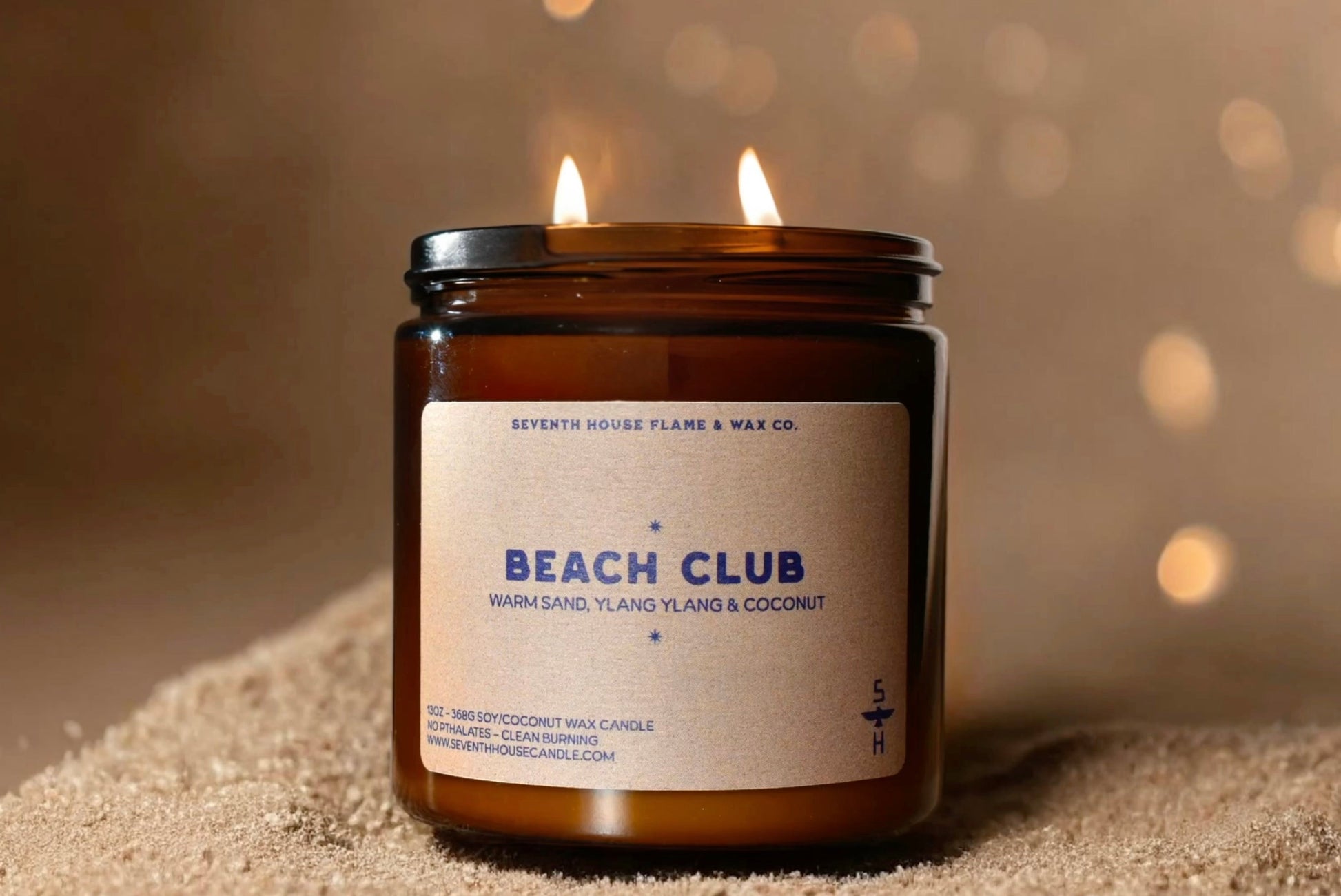 Tropical Coconut Amber Candle | Warm Beach Vacation Scent –