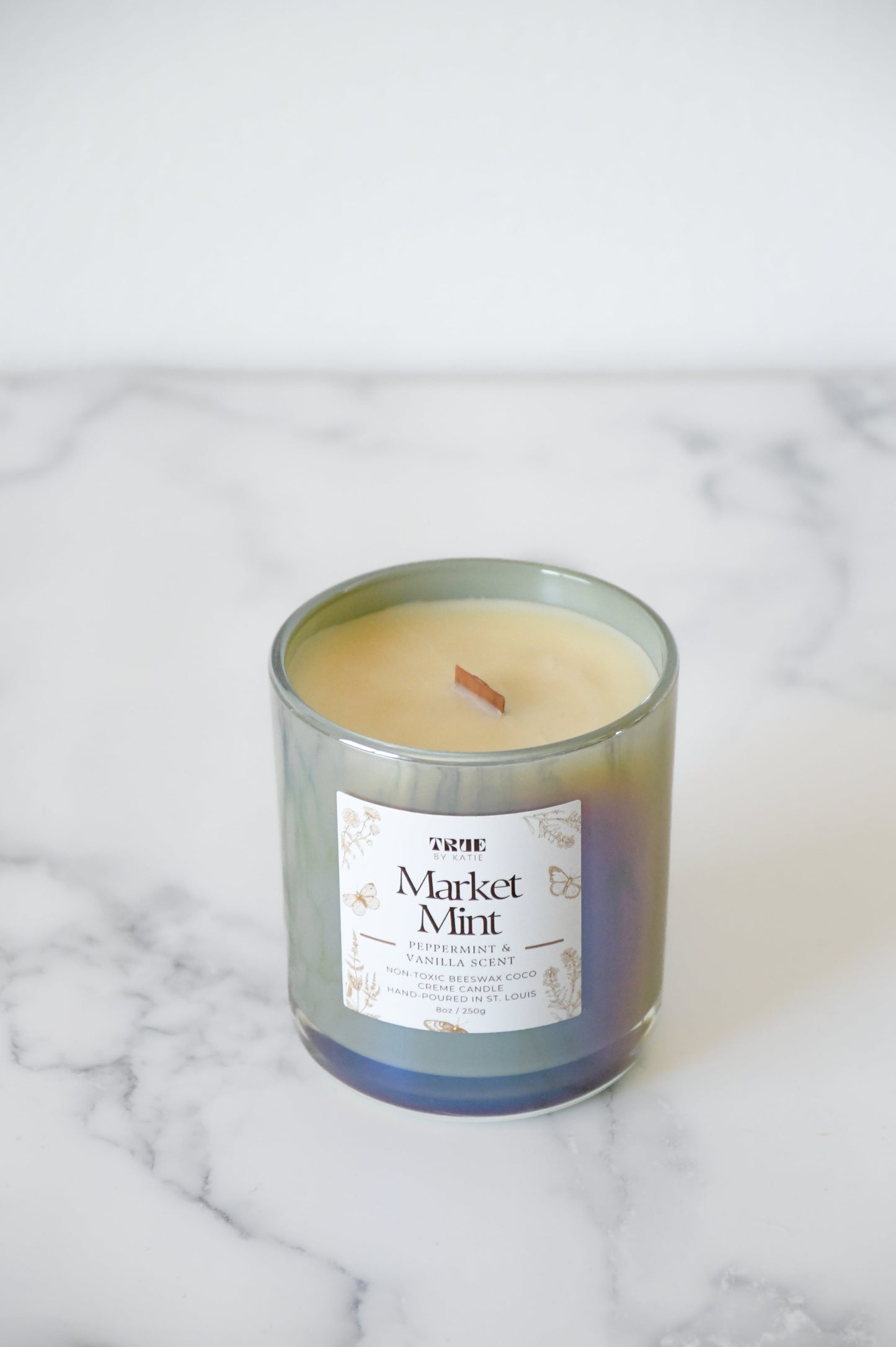 Peppermint Eucalyptus Candle - 8oz Beeswax Mint – non toxic candle