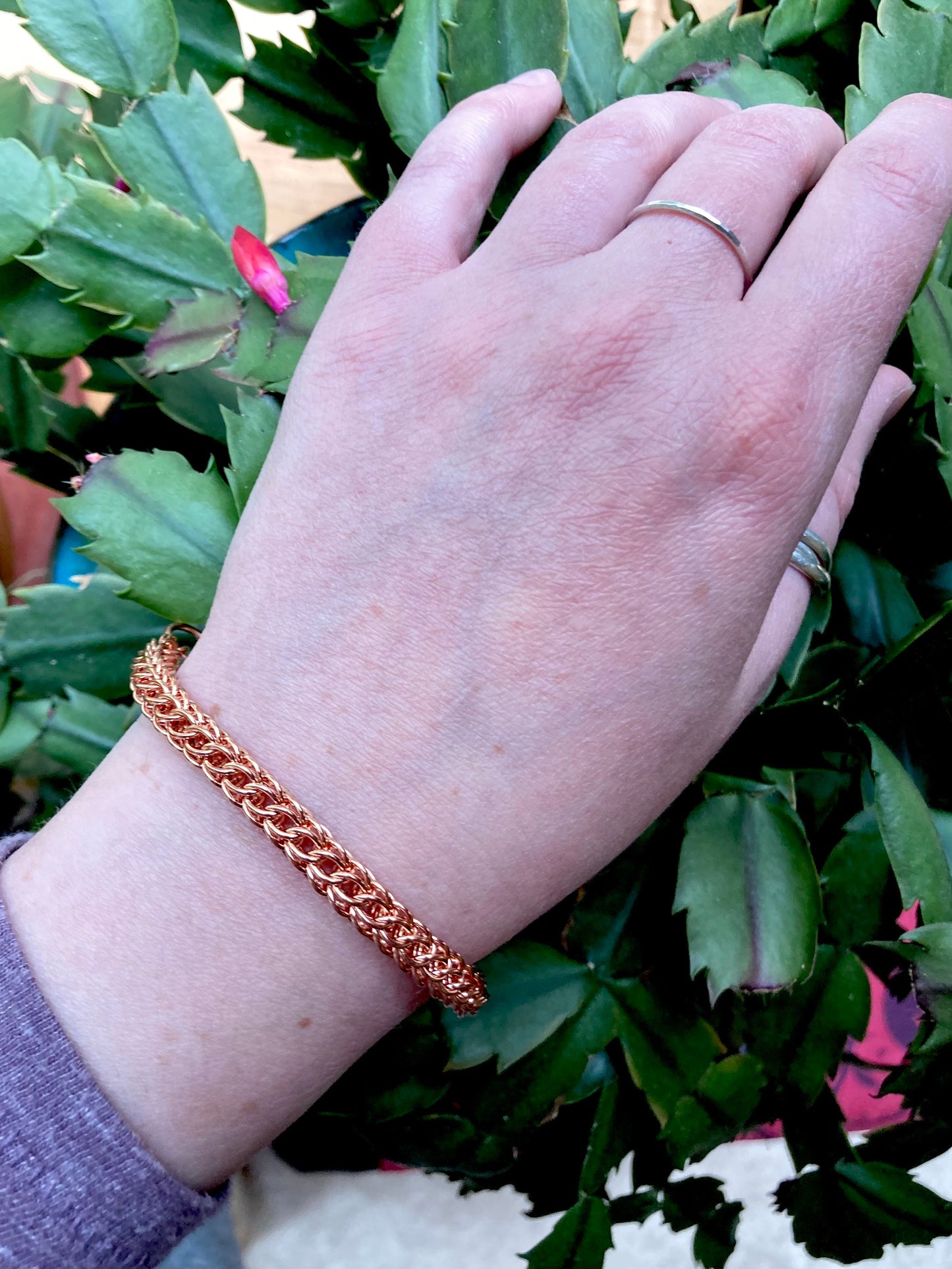 Foxtail Chainmaille Bracelet in Copper