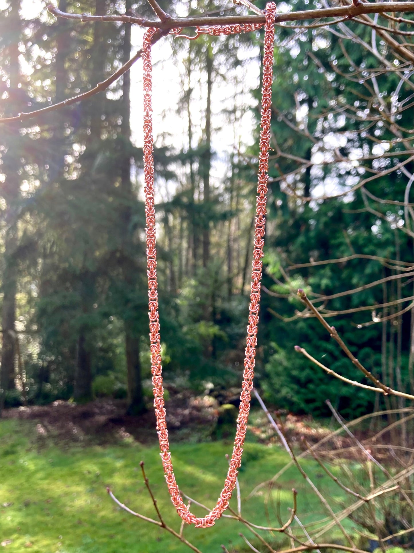 Delicate Byzantine Chainmaille Necklace in Copper – necklaces