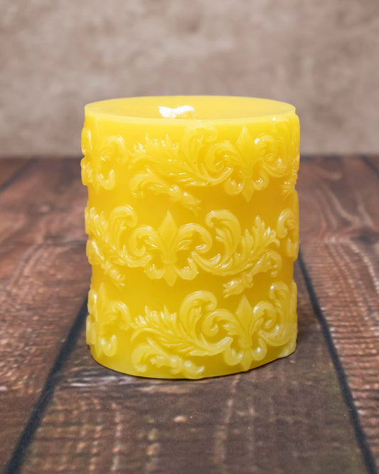 Fleur-de-lis Pillar Candle – Embossed