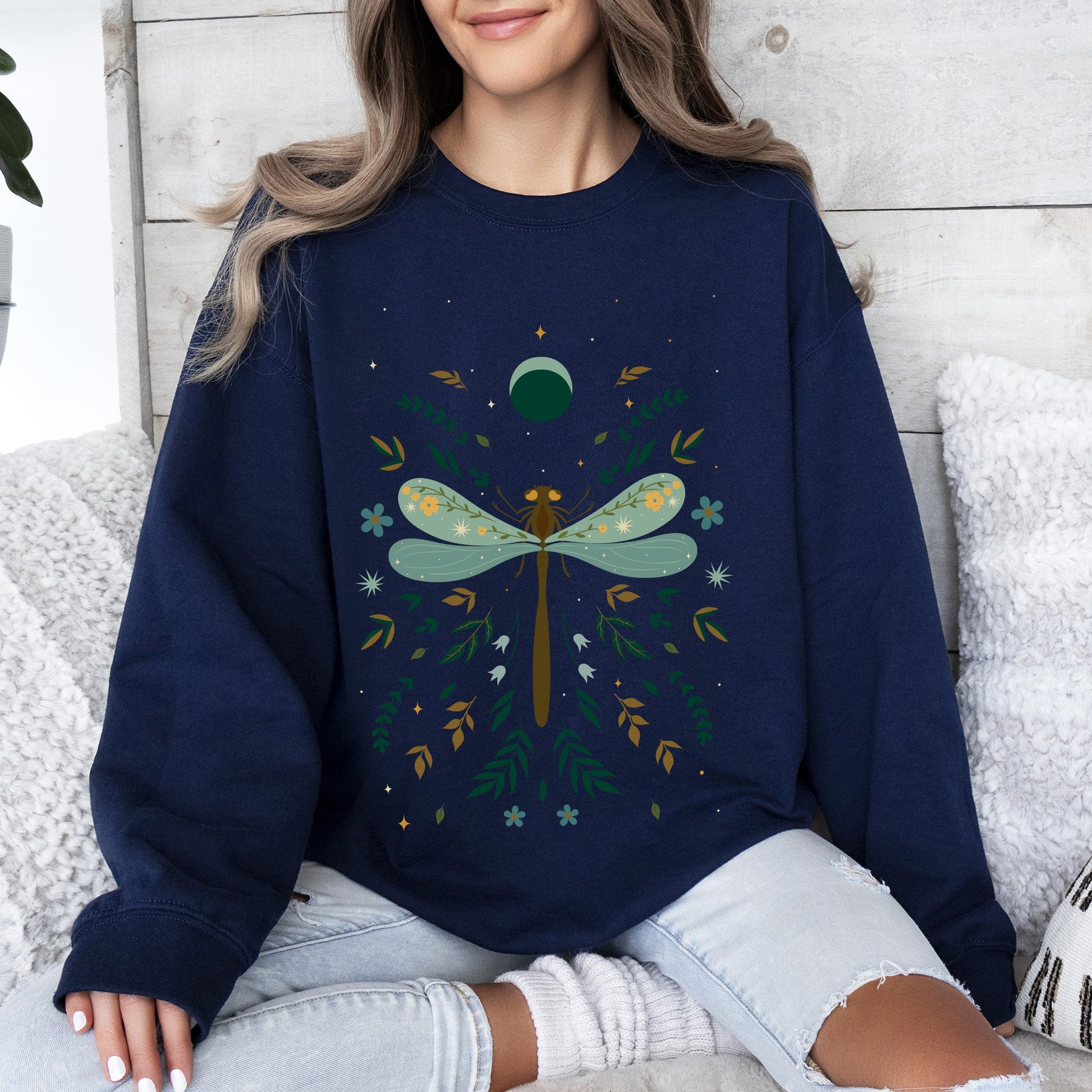 Floral Night Sky - Sweatshirt – Navy Sweatshirt