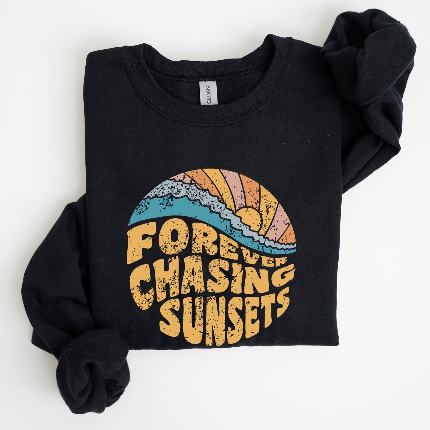 Forever Chasing Sunsets, Beach, Retro Sweatshirt