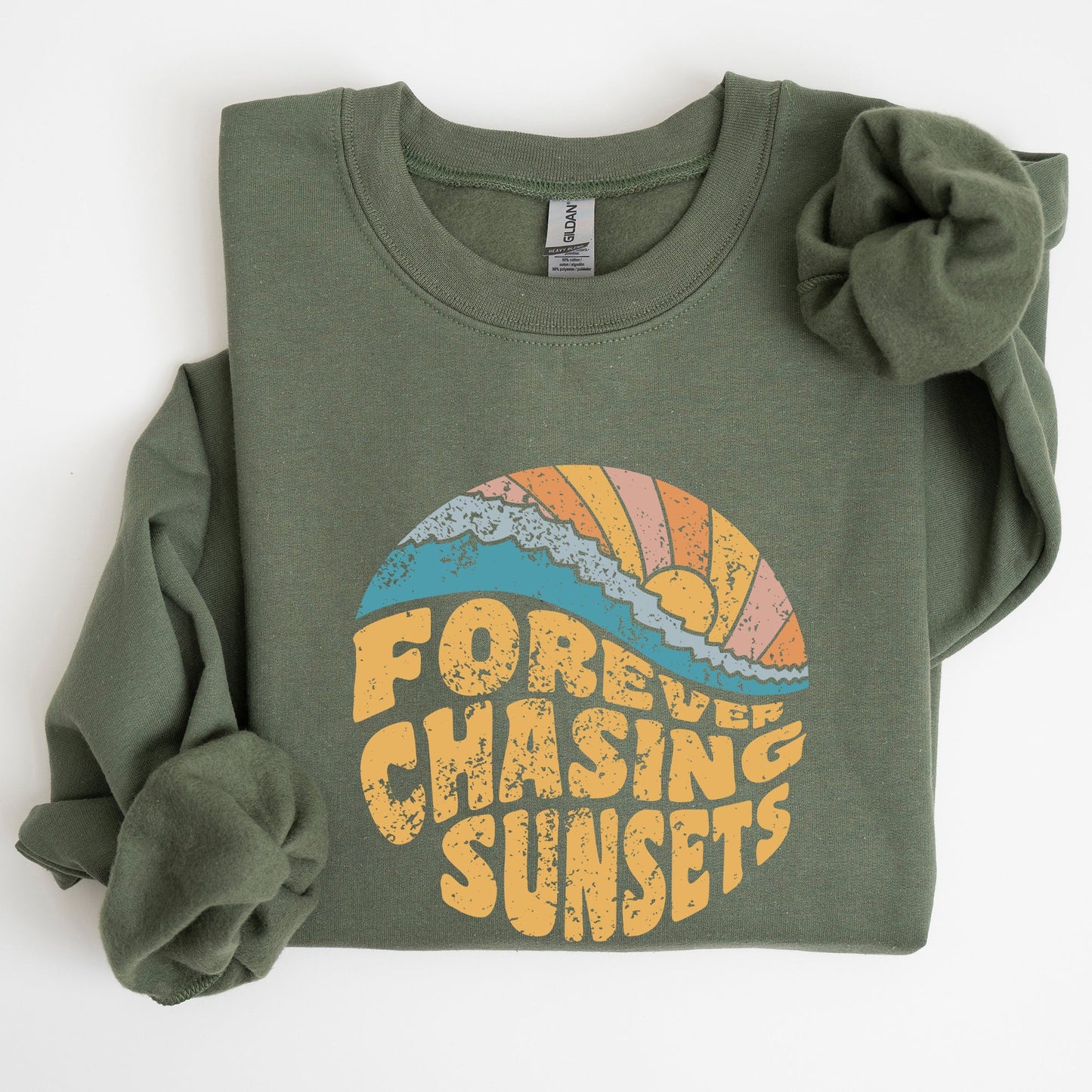 Forever Chasing Sunsets, Beach, Retro Sweatshirt