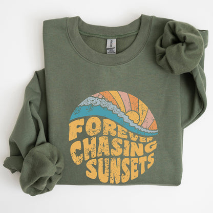 Forever Chasing Sunsets, Beach, Retro Sweatshirt