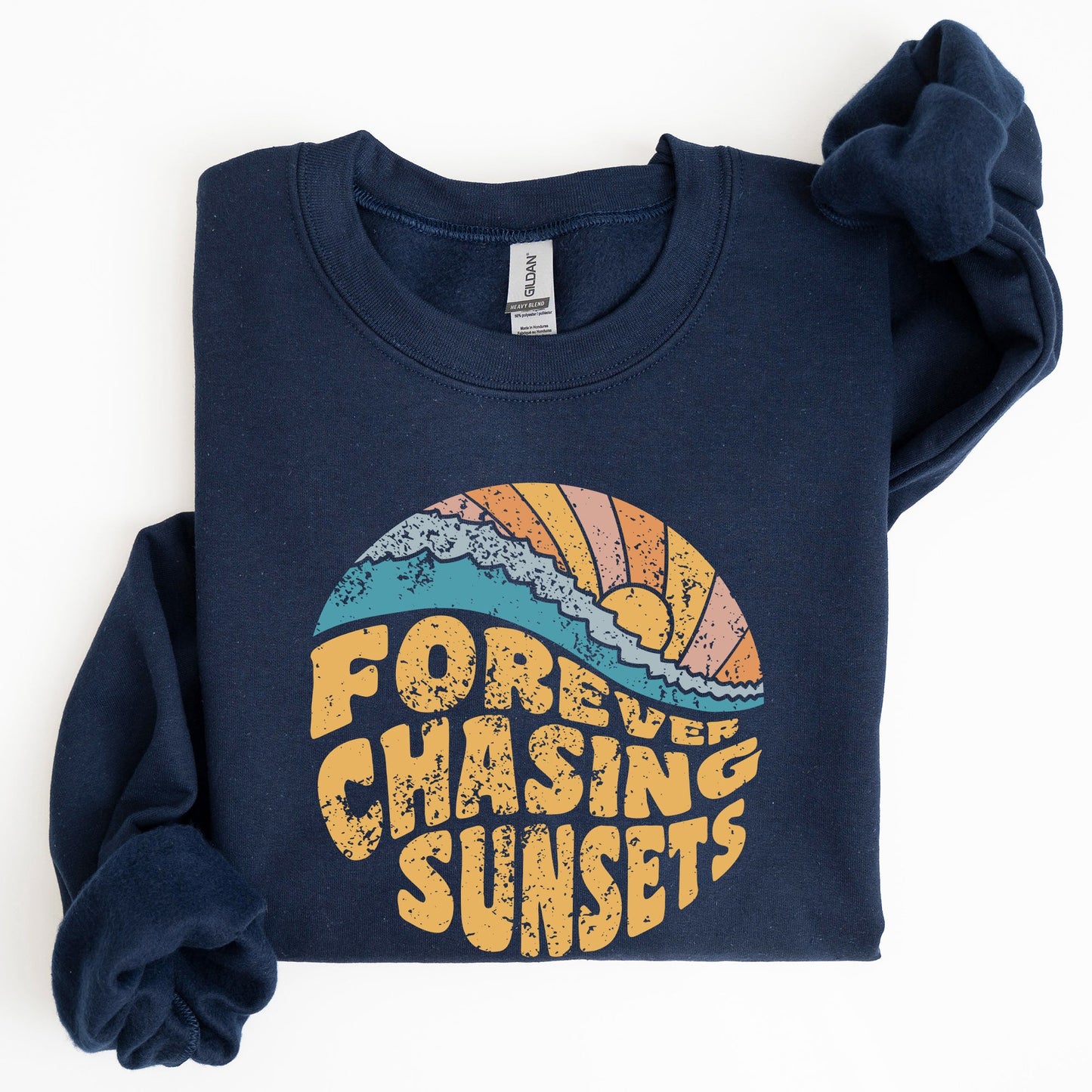 Forever Chasing Sunsets, Beach, Retro Sweatshirt