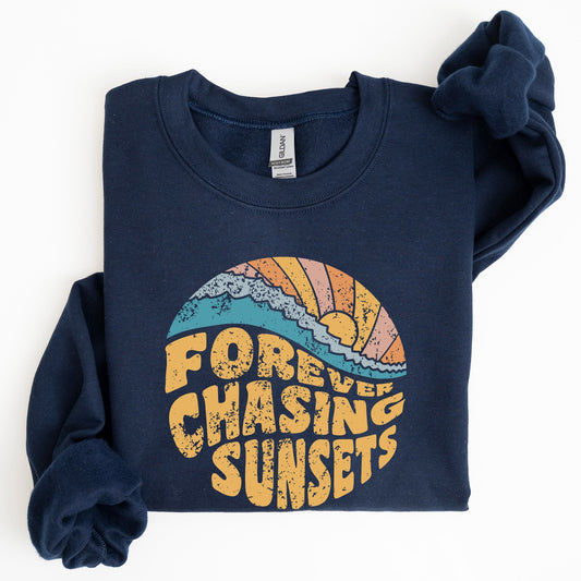 Forever Chasing Sunsets, Beach, Retro Sweatshirt