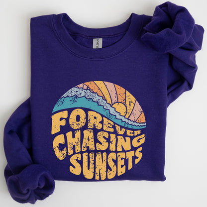 Forever Chasing Sunsets, Beach, Retro Sweatshirt