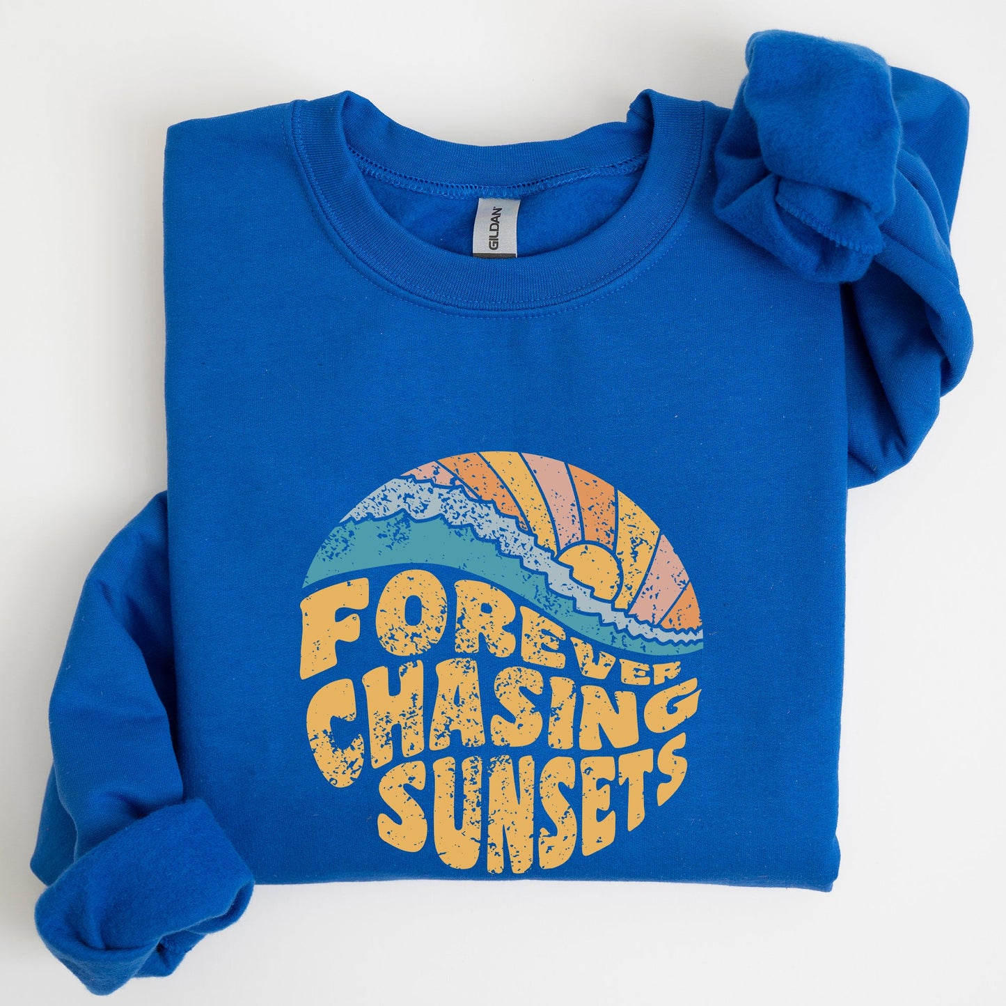Forever Chasing Sunsets, Beach, Retro Sweatshirt