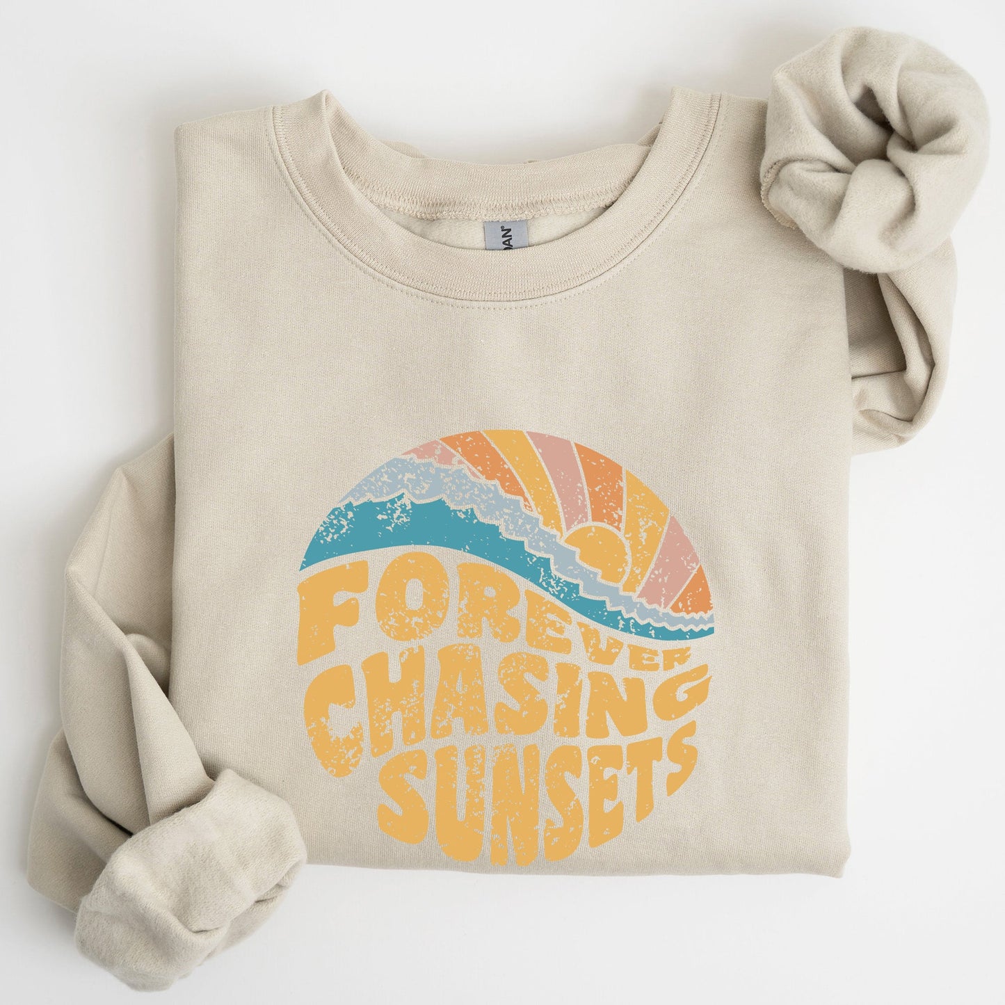 Forever Chasing Sunsets, Beach, Retro Sweatshirt