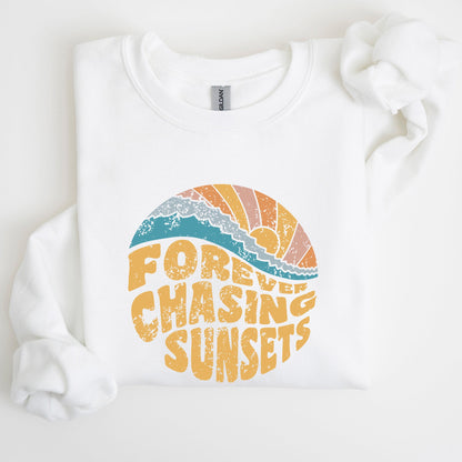 Forever Chasing Sunsets, Beach, Retro Sweatshirt